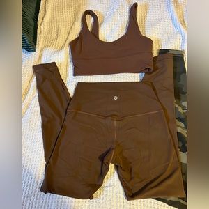 Matching espresso lululemon bra and leggings